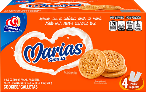 Gamesa Maria Cookies 4-Pack (4 × 7 oz / 198 g) – Traditional Maria-Style Sweet Biscuits